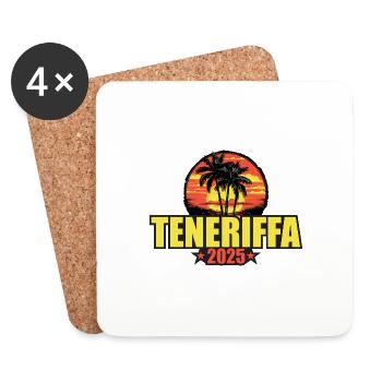 Teneriffa 2025 Urlaub Palmen Bunt - Untersetzer (4er-Set) - Weiß - Vorne