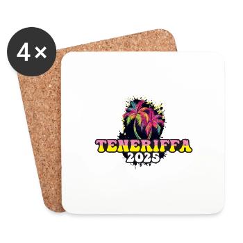 Tenerife 2025 Holiday Palm Trees - Coasters (set of 4) - white - Front
