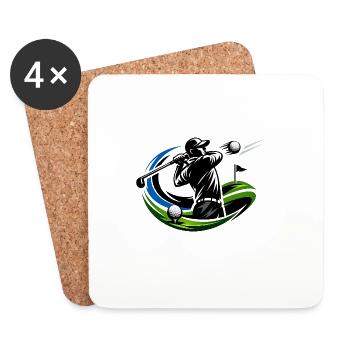Golfer-Silhouette im Schwungkreis - Untersetzer (4er-Set) - Weiß - Vorne