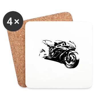 Moto course - Dessous de verre (lot de 4) - blanc - Devant