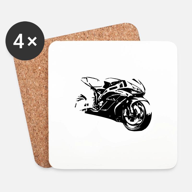 Motorradrennen - Untersetzer (4er-Set) - Weiß