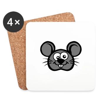 souris dessin tete 2803 - Dessous de verre (lot de 4) - blanc - Devant