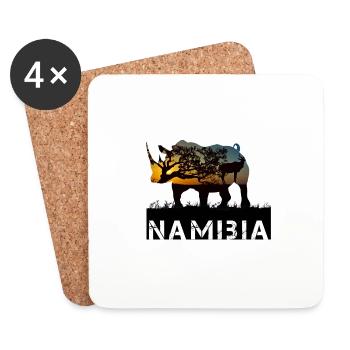 Namibia Rhinocéros - Dessous de verre (lot de 4) - blanc - Devant