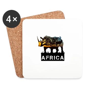 Afrique Rhinocéros - Dessous de verre (lot de 4) - blanc - Devant