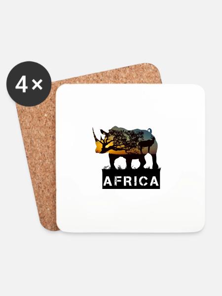 Africa Rhino - Coasters (set of 4) - white