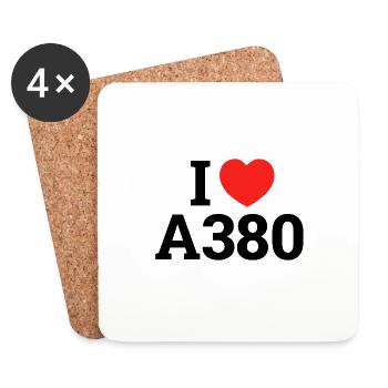 J'adore l'A380 - Dessous de verre (lot de 4) - blanc - Devant