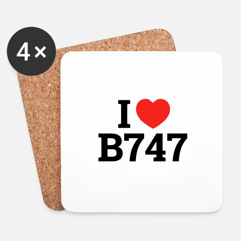 I love B747 - Untersetzer (4er-Set) - Weiß