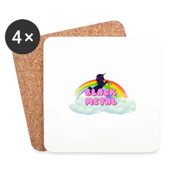 Black Metal Rainbow Unicorn - Dessous de verre (lot de 4) - blanc - Devant