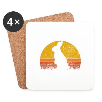 Hase Osterhase Hasen Häschen Sunset Retro Geschenk - Untersetzer (4er-Set) - Weiß - Vorne