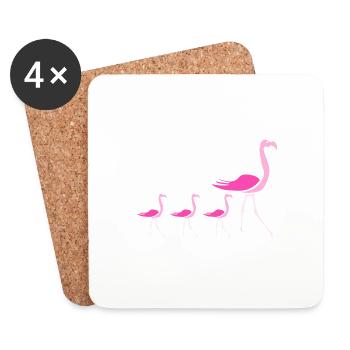 Flamant rose - Dessous de verre (lot de 4) - blanc - Devant