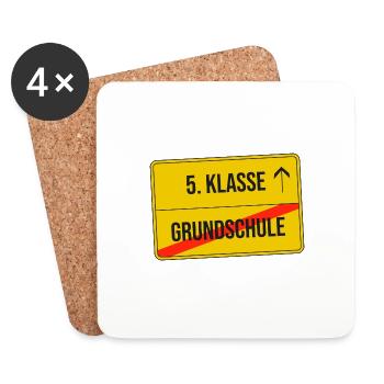 Grundschule ist vorbei, ab in die 5. Klasse! - Untersetzer (4er-Set) - Weiß - Vorne