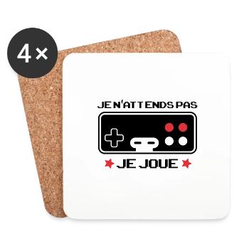 Je N'attends Pas Je Joue - Gamer - Dessous de verre (lot de 4) - blanc - Devant