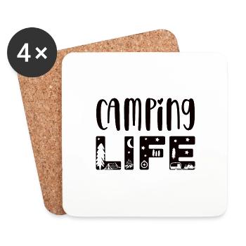 Camping Friends Tentes Scout Cadeau - Dessous de verre (lot de 4) - blanc - Devant