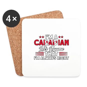 Drapeau canadien Cadeau racines canadiennes - Dessous de verre (lot de 4) - blanc - Devant