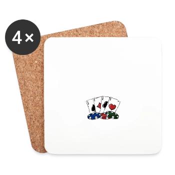 POKEROLOGIST Poker Drôle Humour Joueur de Poker - Dessous de verre (lot de 4) - blanc - Devant