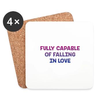 Capable of Falling in Love Bisexual LGBTQ Bi - Coasters (set of 4) - white - Front