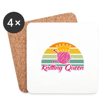 Knitting Knitting Funny knitter gift - Coasters (set of 4) - white - Front
