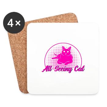 Katzeneltern Katze Katzen Sprüche Geschenk - Untersetzer (4er-Set) - Weiß - Vorne