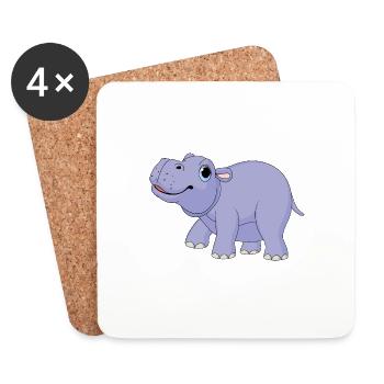 Hippopotame pygmée mignon - MiniHippo - Dessous de verre (lot de 4) - blanc - Devant