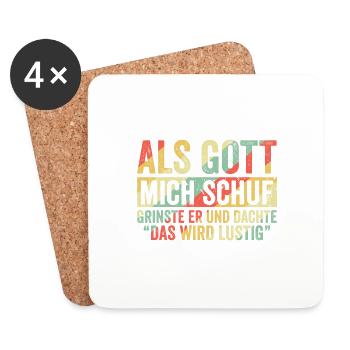 Gott mich schuf Grinste Er - Untersetzer (4er-Set) - Weiß - Vorne