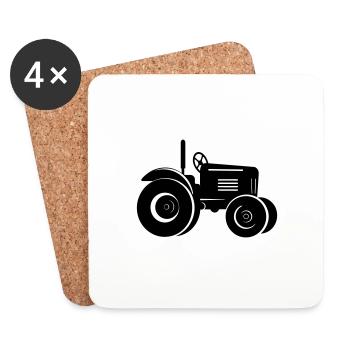 Tracteur - Dessous de verre (lot de 4) - blanc - Devant