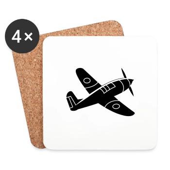 Fighter aircraft - Coasters (set of 4) - white - Front
