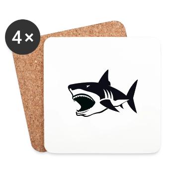 Requin - Dessous de verre (lot de 4) - blanc - Devant