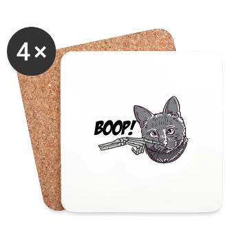 Spooky Halloween Skeleton Main Black Cat Grunge - Dessous de verre (lot de 4) - blanc - Devant