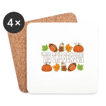 Tis The Season Happy Thanksgiving Football - Untersetzer (4er-Set) - Weiß - Vorne