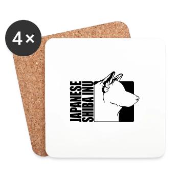 Japonais Shiba Inu Profil Chiens Chien Wilsigns - Dessous de verre (lot de 4) - blanc - Devant