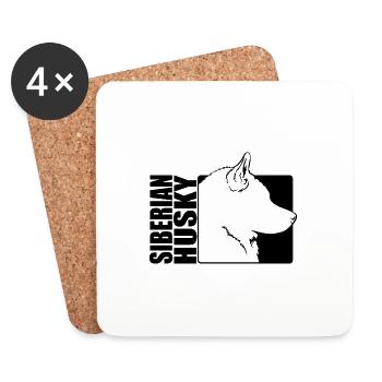 Husky de Sibérie Profil Chien Chien Wilsigns - Dessous de verre (lot de 4) - blanc - Devant