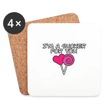 I’m A Sucker For You Match de jeu de mots pour la Saint-Valentin - Dessous de verre (lot de 4) - blanc - Devant