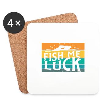 Fish Me Luck Funny Lake River Fishing Pun Boating - Untersetzer (4er-Set) - Weiß - Vorne