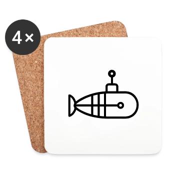 bateau Sous-marin - Dessous de verre (lot de 4) - blanc - Devant