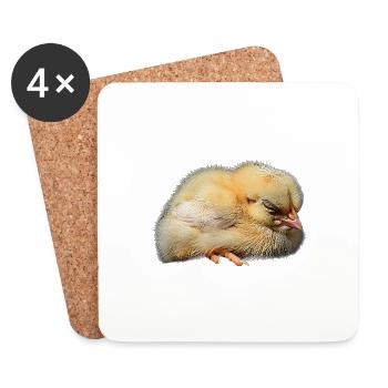 Poulet - Dessous de verre (lot de 4) - blanc - Devant