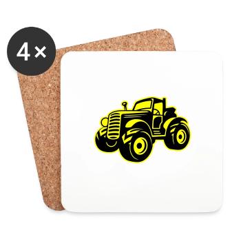 Traktor Landwirt - Untersetzer (4er-Set) - Weiß - Vorne
