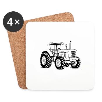 Traktor Symbol - Untersetzer (4er-Set) - Weiß - Vorne