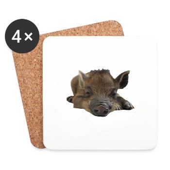 Warzenschwein - Untersetzer (4er-Set) - Weiß - Vorne