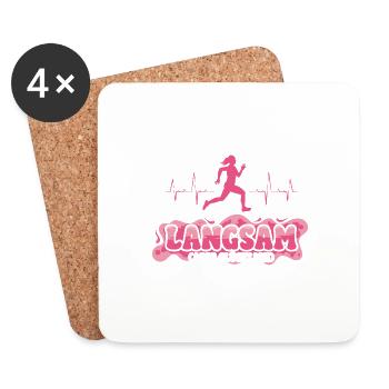 Langsam Aber Glücklich Laufen Joggen Laufsport - Untersetzer (4er-Set) - Weiß - Vorne
