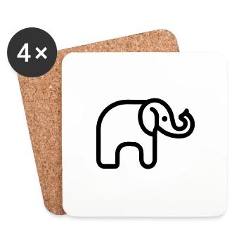 Elephant - Coasters (set of 4) - white - Front