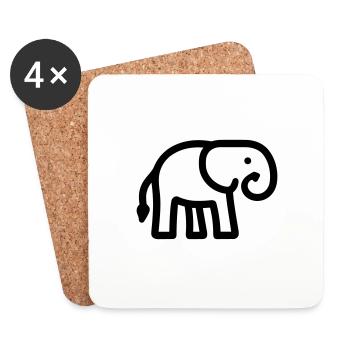 Elefant - Untersetzer (4er-Set) - Weiß - Vorne