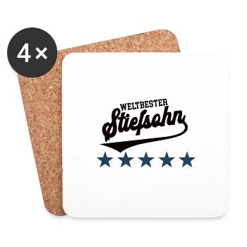 Weltbester Stiefsohn Bester Bonus Sohn Stiefkind - Untersetzer (4er-Set) - Weiß - Vorne