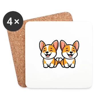 Corgi Dog Comic - Coasters (set of 4) - white - Front