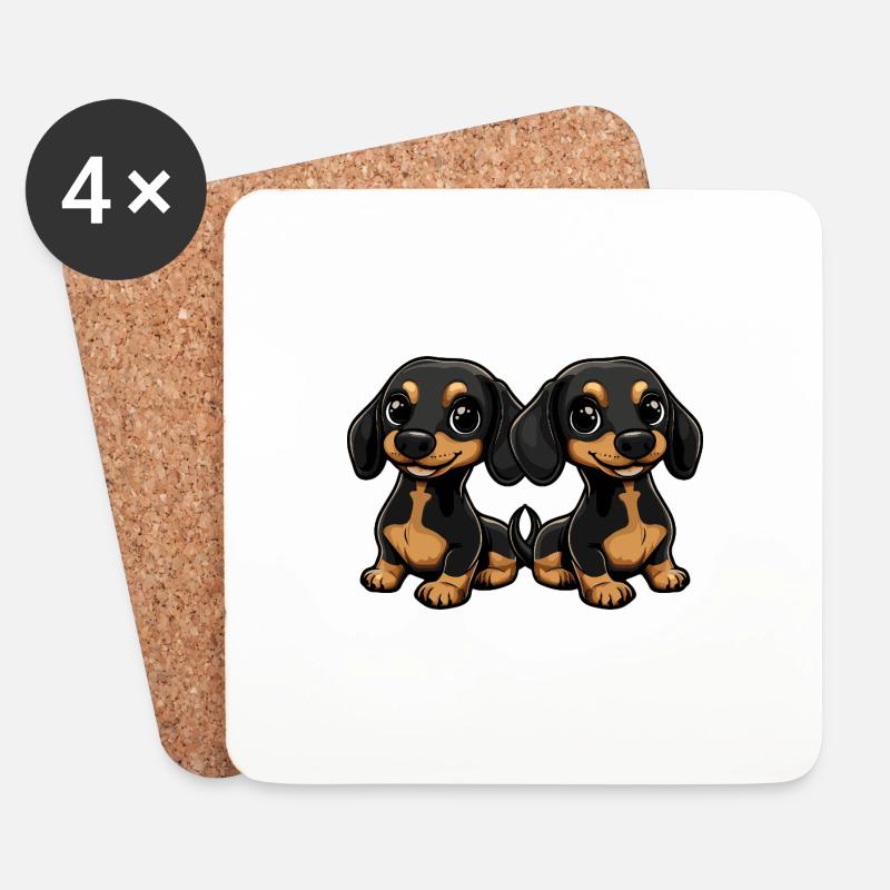 Dackel DachsHund Comic - Untersetzer (4er-Set) - Weiß