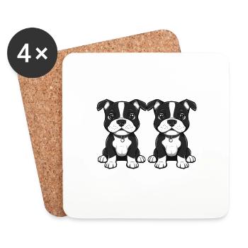 Pit Terrier Chien Bande dessinée - Dessous de verre (lot de 4) - blanc - Devant
