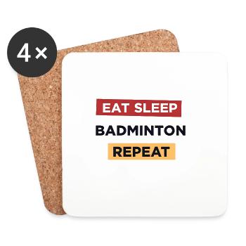 Eat Sleep Badminton Repeat - Untersetzer (4er-Set) - Weiß - Vorne