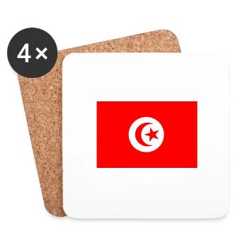 Drapeau Tunisie - Dessous de verre (lot de 4) - blanc - Devant