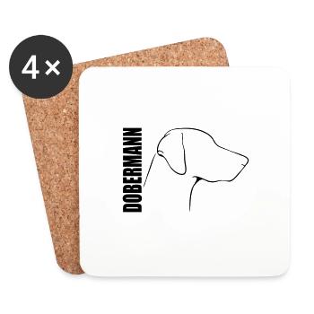 DOBERMANN PROFIL WILSIGNS Hunde Hund Geschenkidee - Untersetzer (4er-Set) - Weiß - Vorne