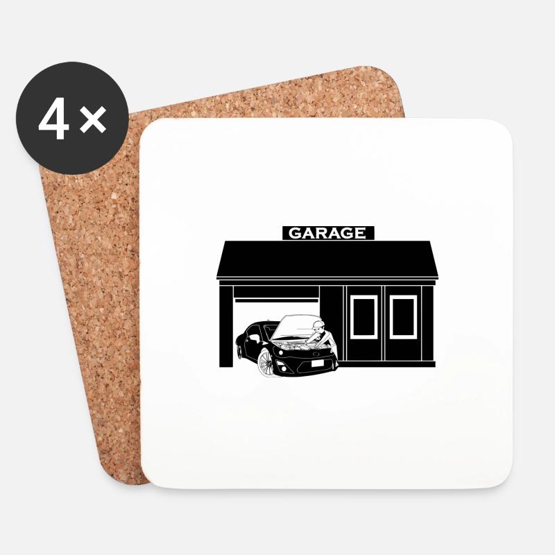 Auto Garage - Untersetzer (4er-Set) - Weiß