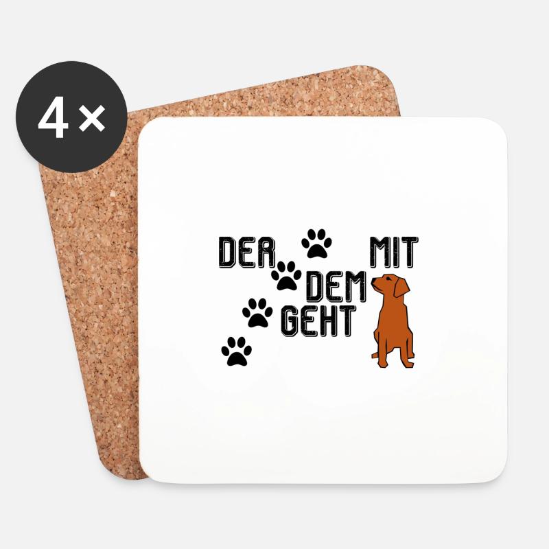 Der mit dem Hund geht - Untersetzer (4er-Set) - Weiß